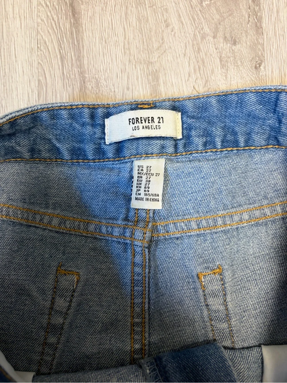 Forever 21 Blue Ripped Roll-Hem Denim Shorts
